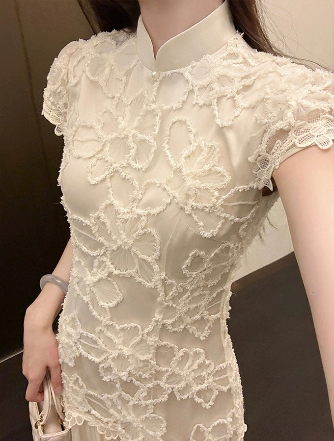 凌禾雪俏 绝美新中式蕾丝旗袍连衣裙 Ice Snowy Stunning New Chinese Style Lace Qipao Dress