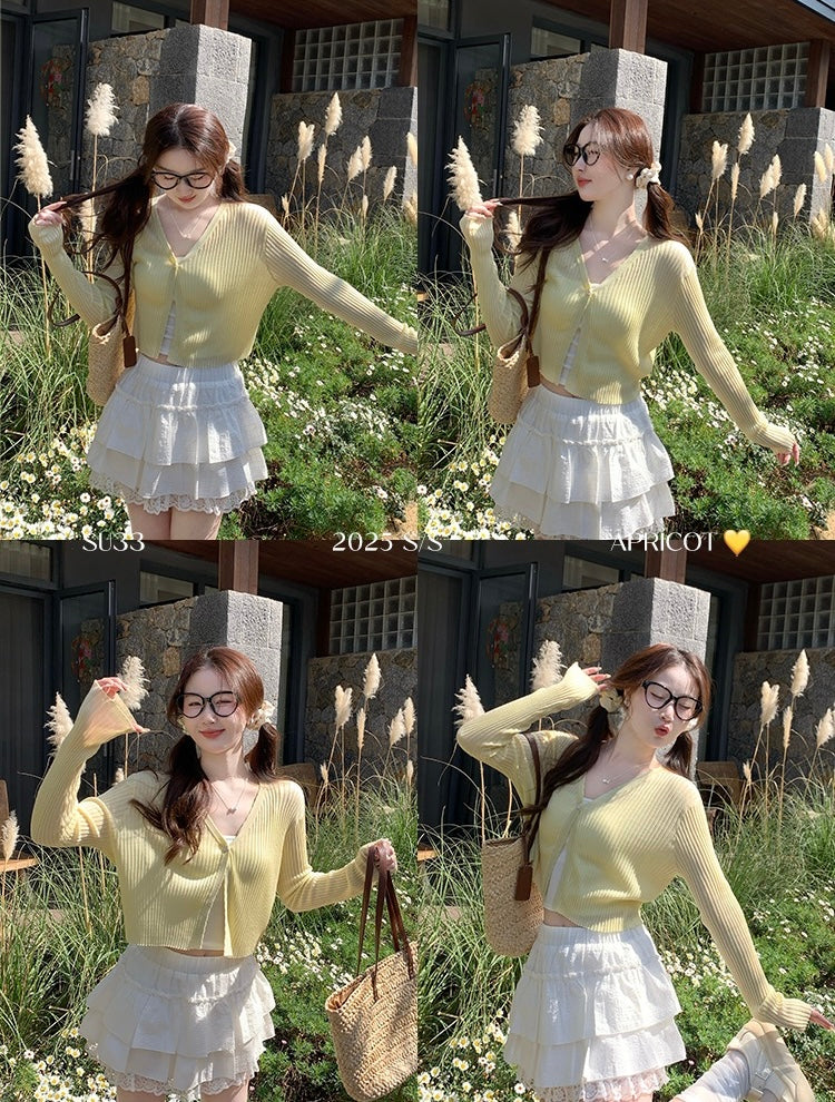 香香软软 薄款防晒短款针织开衫 Soft and Cozy – Lightweight Short Knit Cardigan with Sun Protection