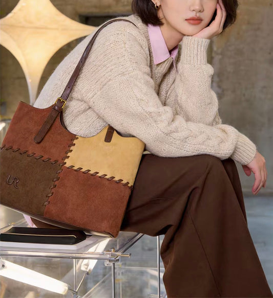 Twilight Patchwork Large-Capacity Commuter Tote Bag