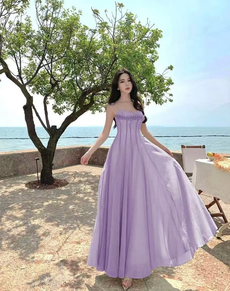 绿野仙踪 度假风雪纺气质长裙 Emerald Forest – Vacation Style Elegant Chiffon Maxi Dress