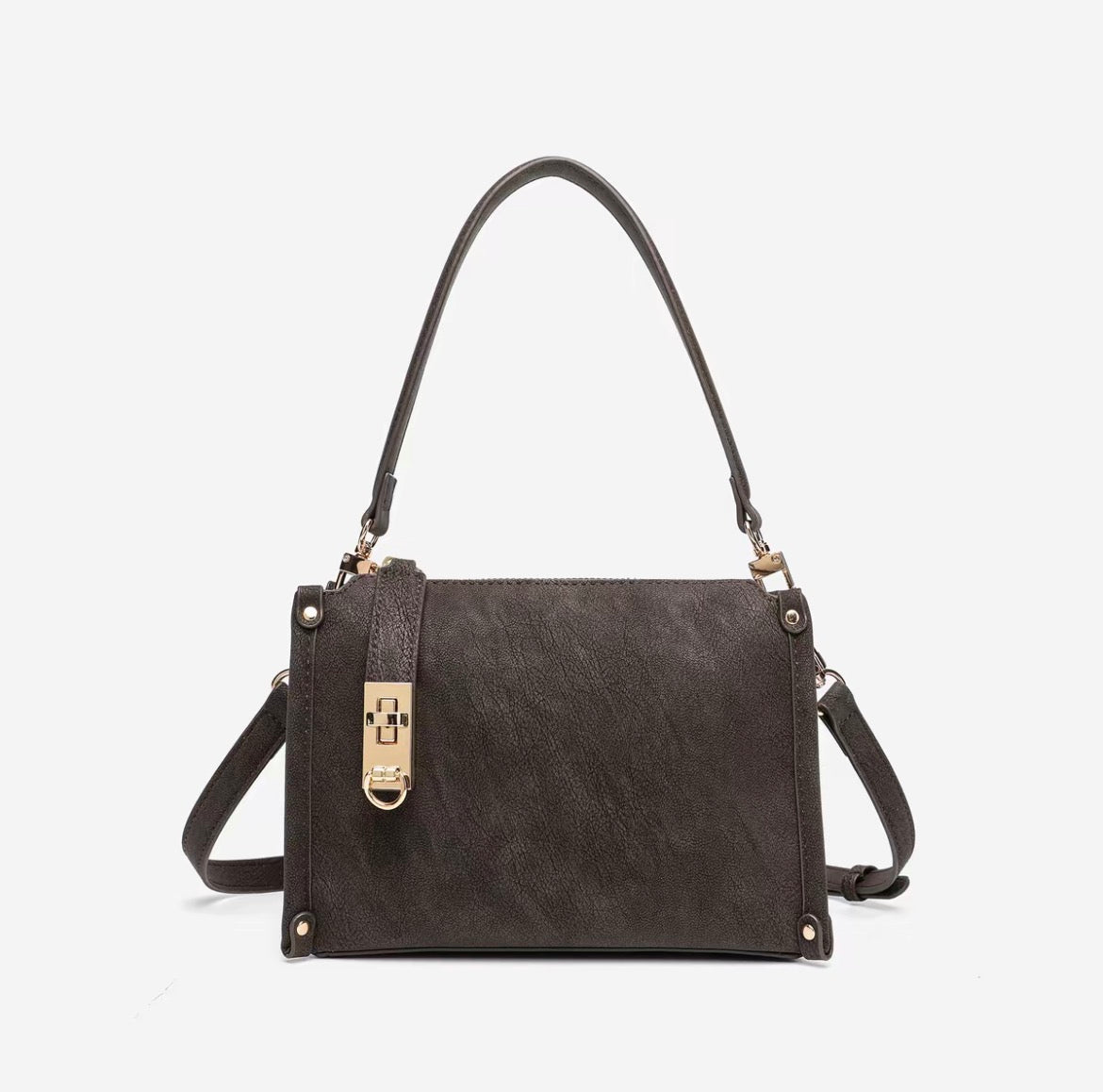 Amber Radiance Vintage Box Crossbody Bag - Ebony Brown