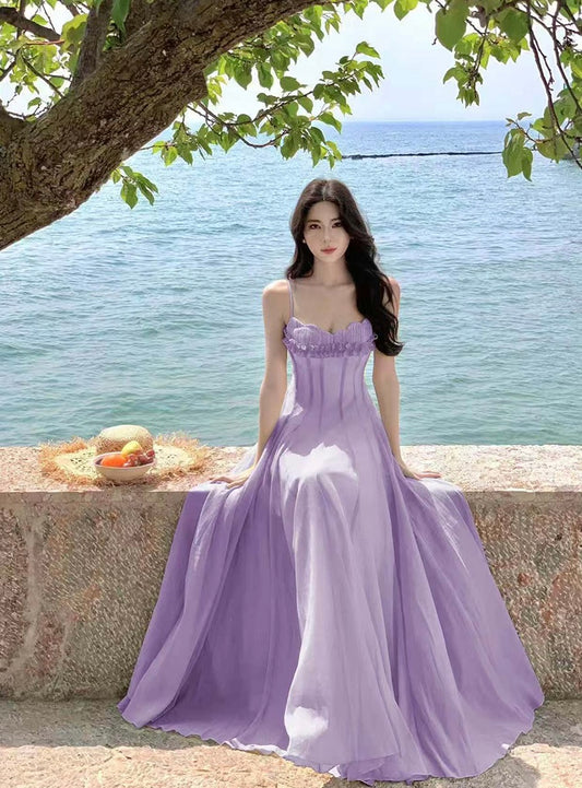 绿野仙踪 度假风雪纺气质长裙 Emerald Forest – Vacation Style Elegant Chiffon Maxi Dress