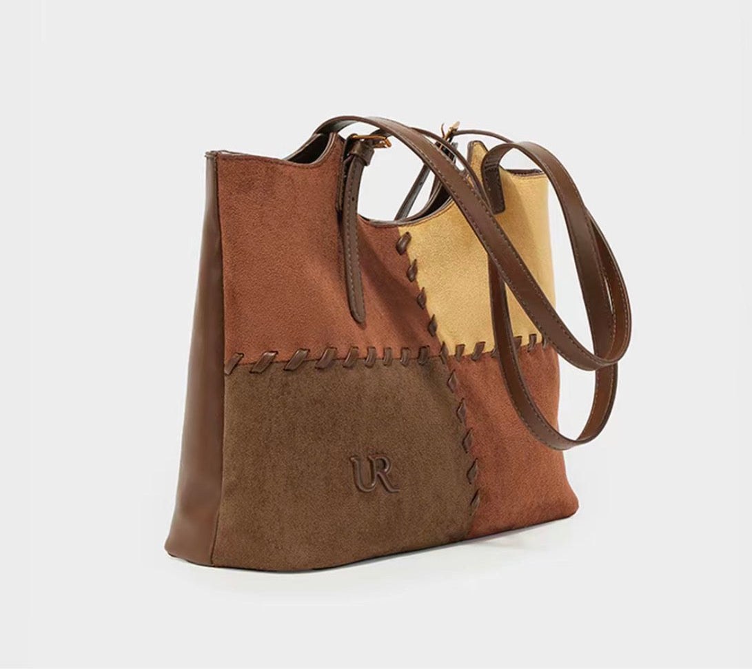 Twilight Patchwork Large-Capacity Commuter Tote Bag