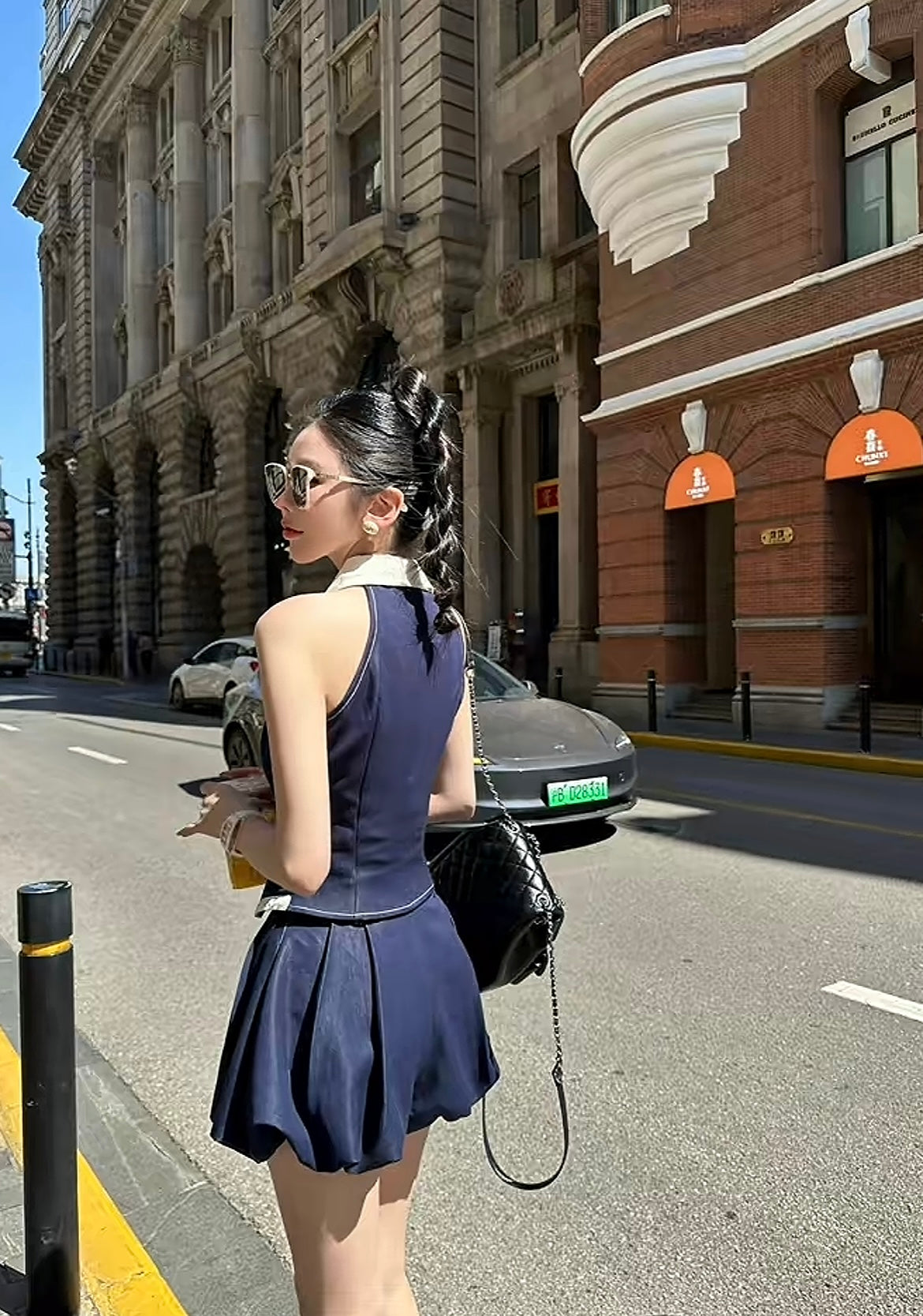 优雅网美 假两件马甲蓬蓬裙套装 Elegant Insta-Girl Style Faux Two-Piece Vest and Puff Skirt Set