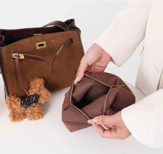 High-Quality Matte Genuine Leather Patchwork Top-Handle Kelly Bag