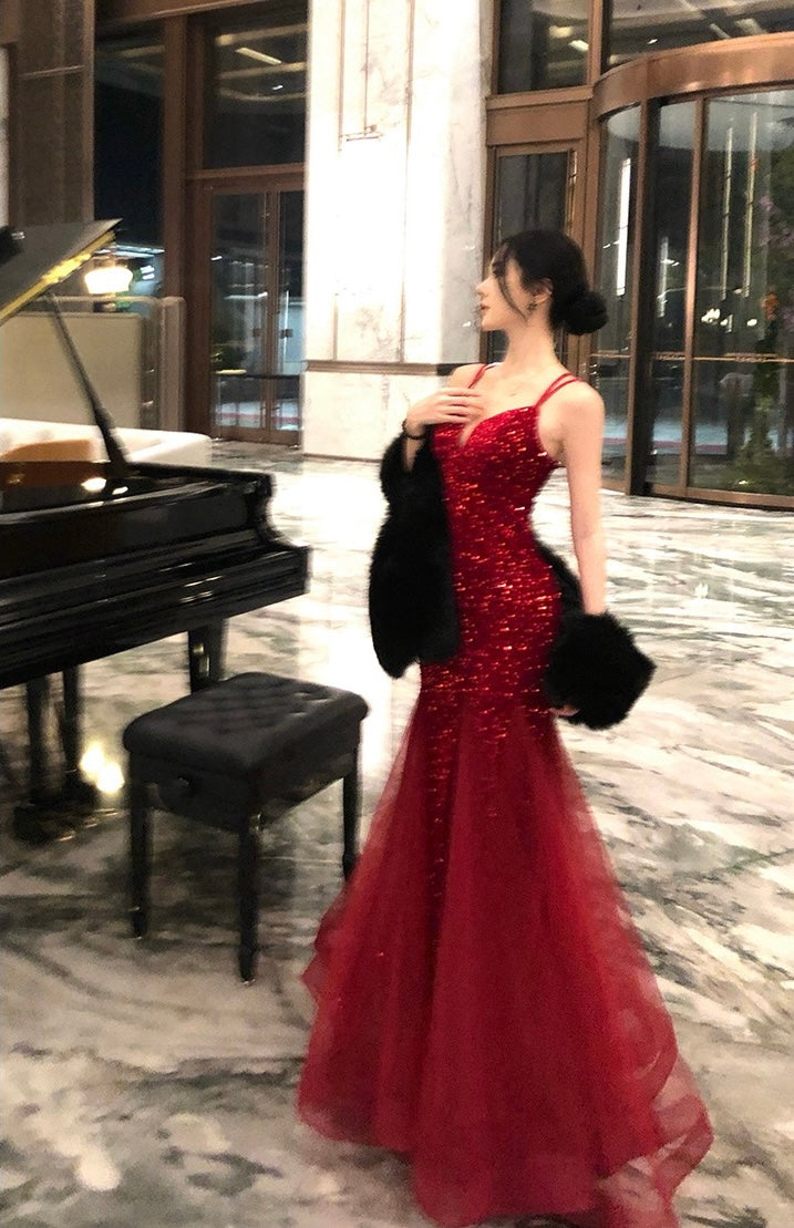 宴会成人礼 红色性感亮片连衣裙 Gala Debut · Red Sexy Sequin Dress