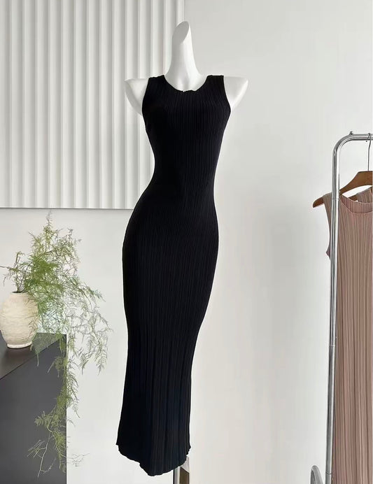 春丽 肌理感修身包臀针织连衣裙Summer Beuty sexy slim-fit bodycon long dress