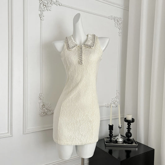 星夜私语 重工珍珠短裙无袖连衣裙 Starlit Whisper Heavily Embellished Pearl Mini Sleeveless Dress