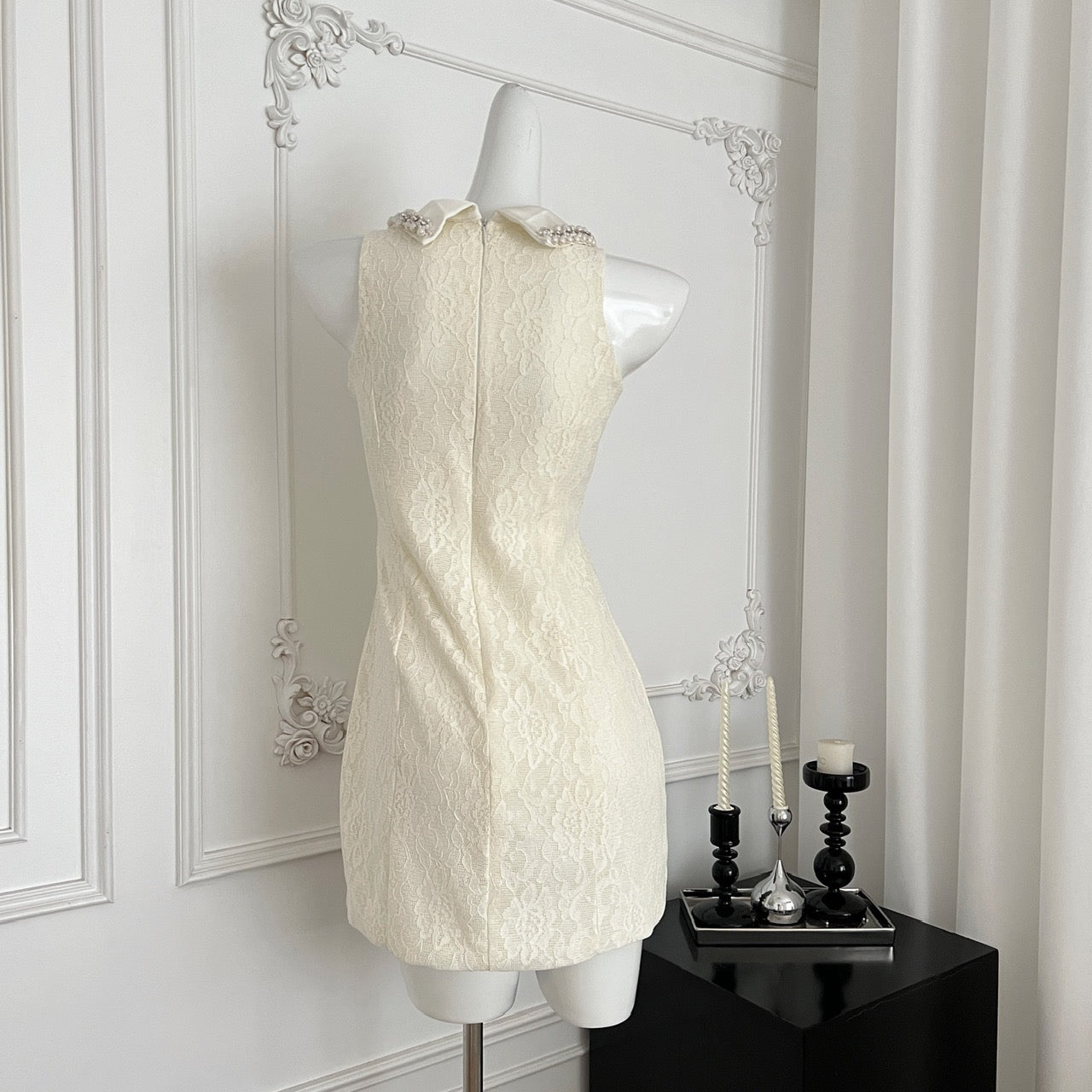 星夜私语 重工珍珠短裙无袖连衣裙 Starlit Whisper Heavily Embellished Pearl Mini Sleeveless Dress