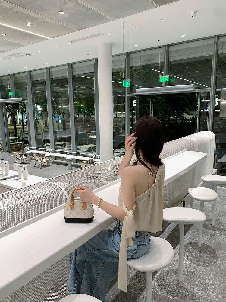 瑶瑶窃语 斜肩宽松雪纺衫上衣/连衣裙 Whisper of Yao – One-Shoulder Loose Chiffon Blouse / Dress