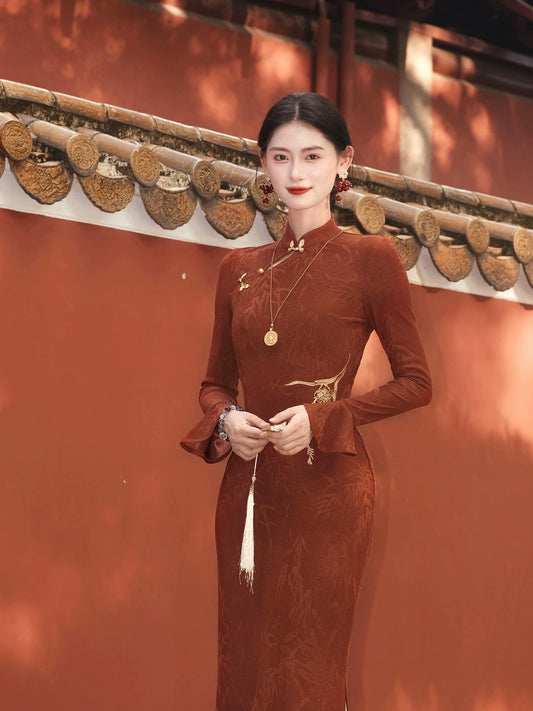 楚茜坊 新中式提花织金外套&旗袍 Chuxifang New Chinese-Style Gold-Jacquard Jacket & Qipao