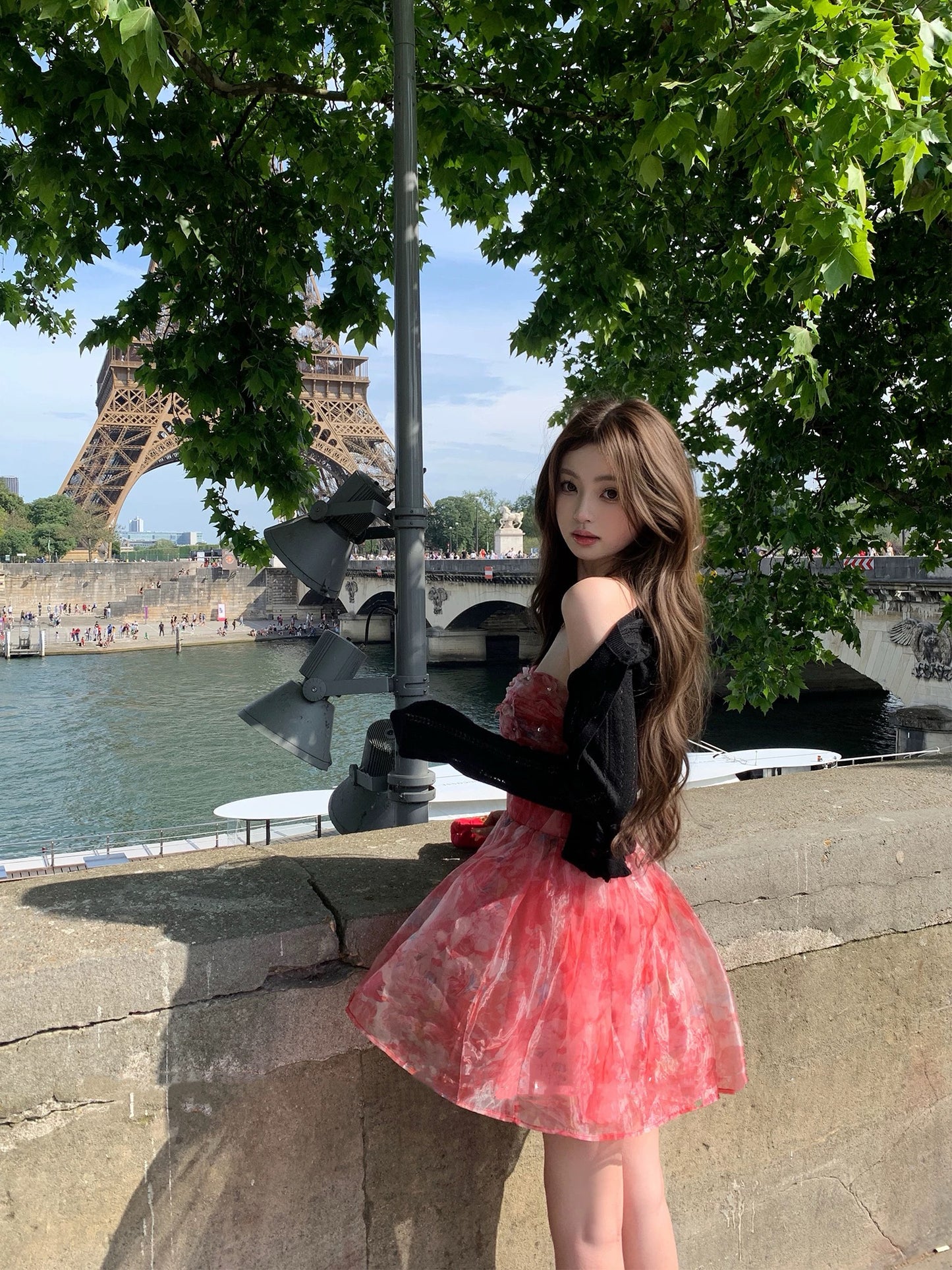 塞纳黄昏 灵动薄纱亮片印花连衣裙 Seine Dusk – Flowing Tulle Dress with Sequin Print