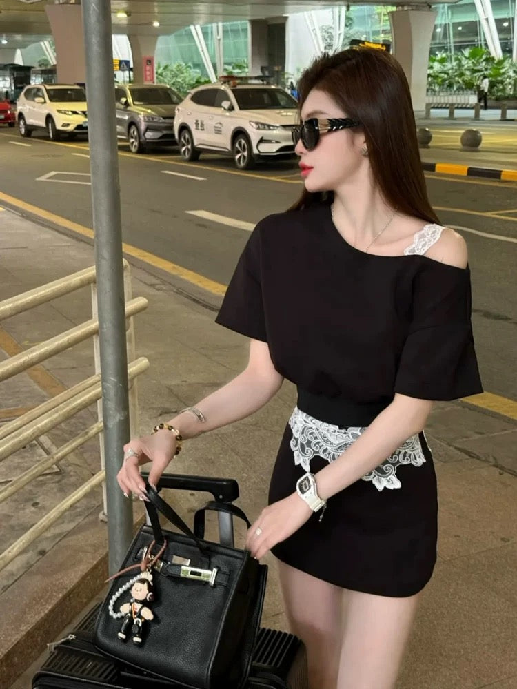 蕾影时光 松弛感蕾丝上衣半裙休闲套装 Lace Whisper Set – Relaxed-Fit Lace Top and Skirt Casual Outfit