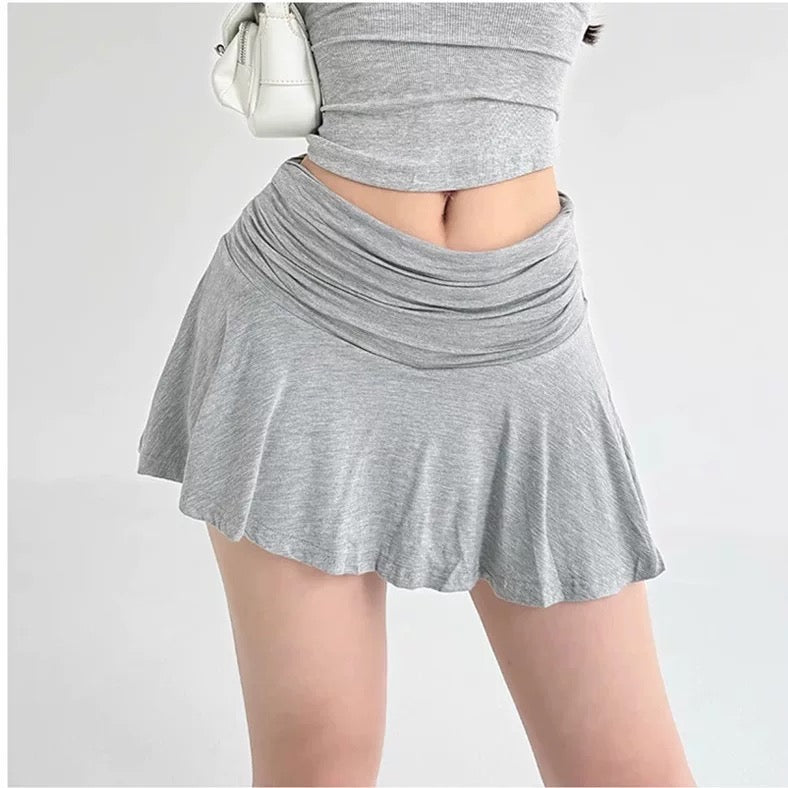 瑜珈少女 中腰褶皱运动百搭A字半裙 Yoga Girl Mid-Rise Ruched Versatile A-Line Sports Skirt