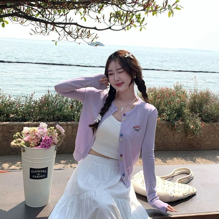 奶呼呼的她 针织吊带外搭毛衣开衫 Creamy Her – Knit Camisole with Matching Sweater Cardigan