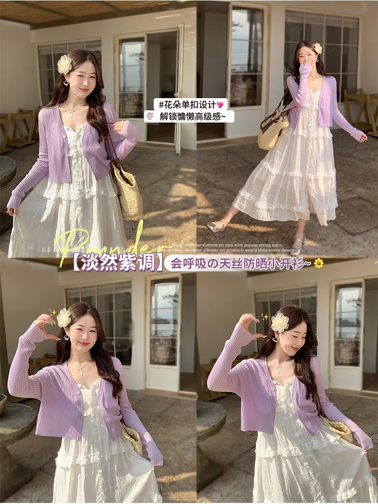 香香软软 薄款防晒短款针织开衫 Soft and Cozy – Lightweight Short Knit Cardigan with Sun Protection