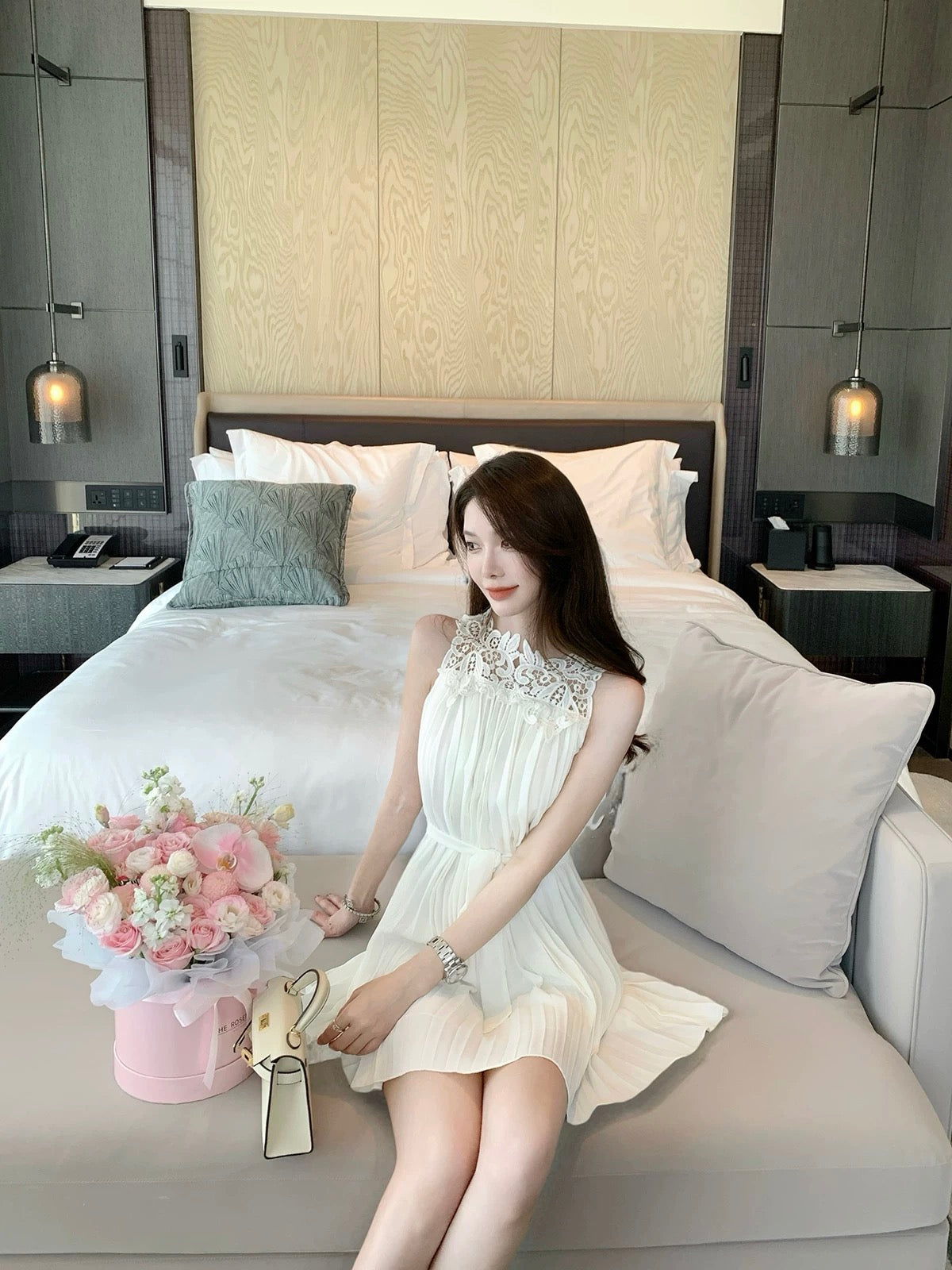 霜花凝梦 短款性感蕾丝连衣裙 Frosted Blossom Dream Short Sexy Lace Dress
