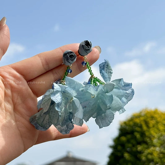 度假风粉色甜美夸张花朵耳环 Pink Sweet Design Floral Earrings – Vacation Style