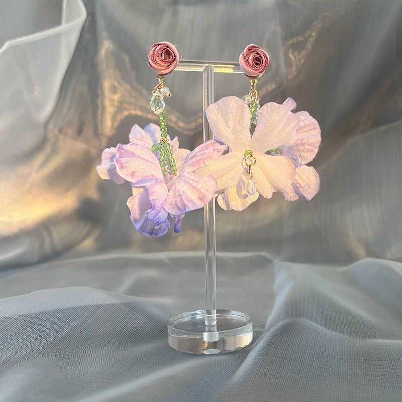 度假风粉色甜美夸张花朵耳环 Pink Sweet Design Floral Earrings – Vacation Style