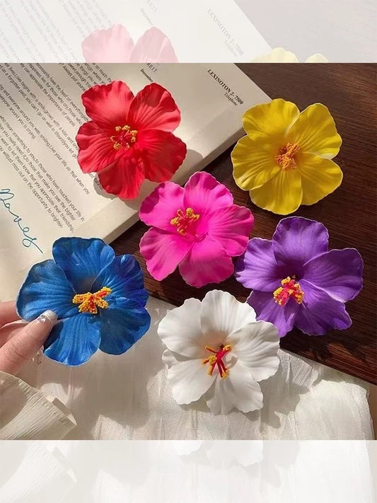 多巴胺假日 度假风扶桑花边发夹 Vacation Style Hibiscus Lace Hair Clip