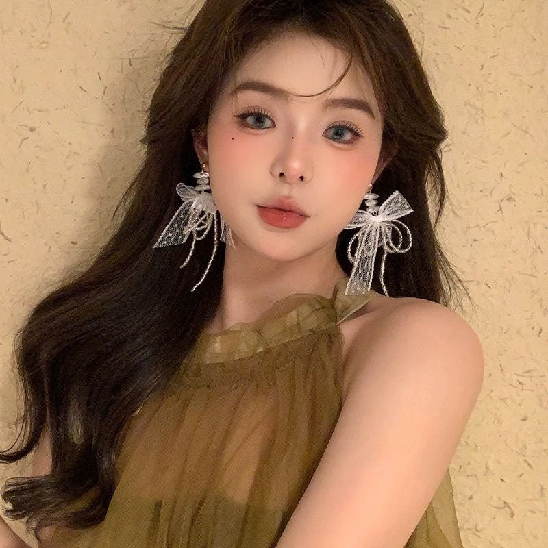 纯欲公主 流苏蝴蝶结巴洛克珍珠耳环 Innocent Glam Princess – Tassel Bow Baroque Pearl Earrings