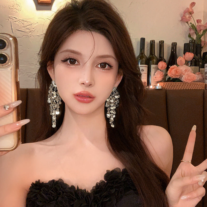 想你时风起 耳环亮片流苏耳环 When the Wind Rises with Thoughts of You – Sequin Tassel Earrings