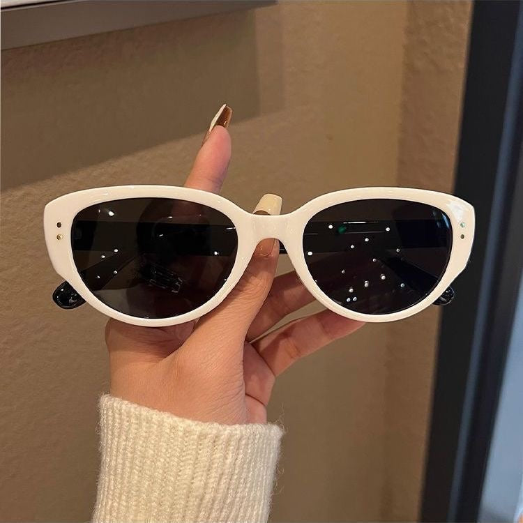白色猫眼 防紫外线太阳眼镜墨镜 White Cat-Eye UV Protection Sunglasses