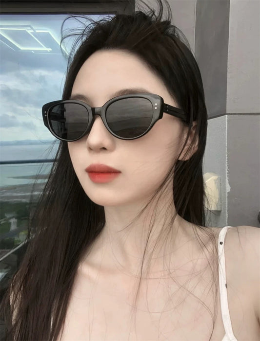 白色猫眼 防紫外线太阳眼镜墨镜 White Cat-Eye UV Protection Sunglasses
