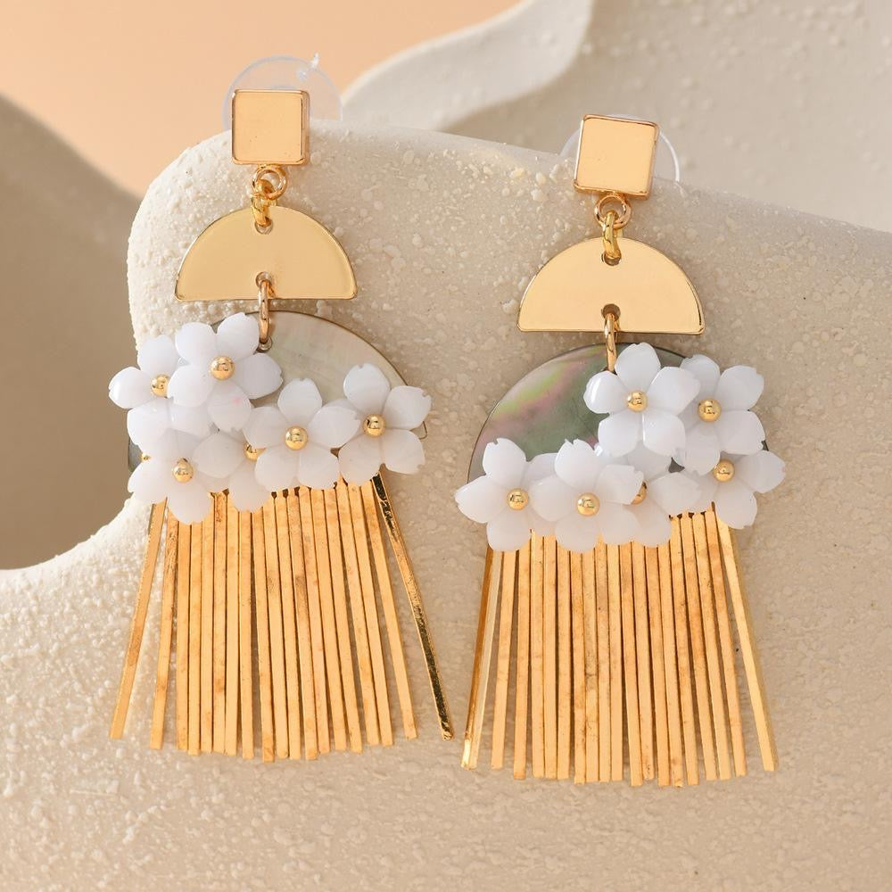 日落金盏 新中式金色扇子发簪/耳环套装 Sunset Golden Chalice – New Chinese Style Golden Fan Hairpin & Earring Set
