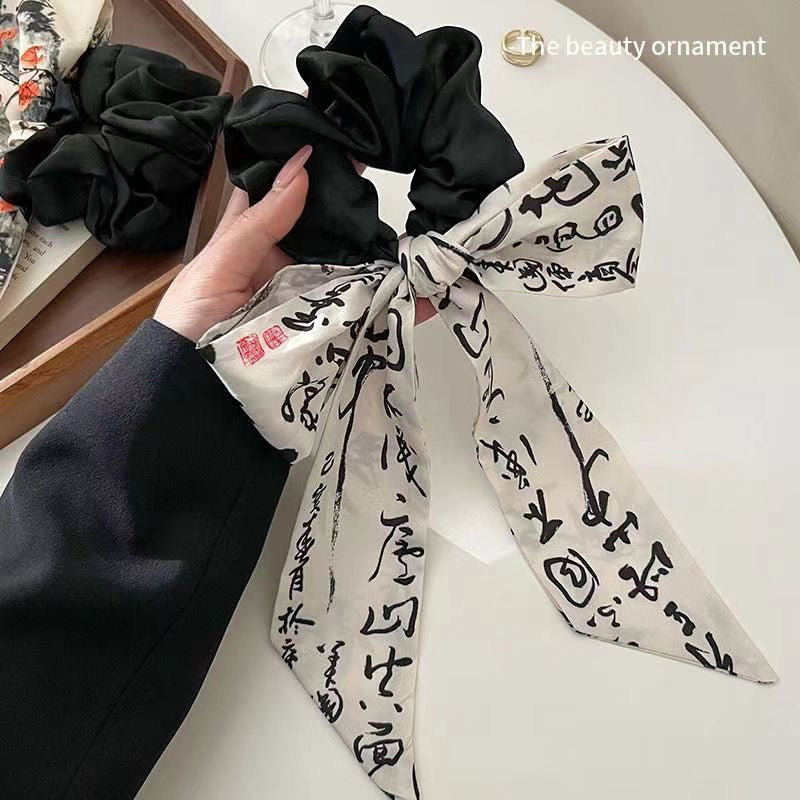 水墨佳人 新中式飘带蝴蝶结发夹/发圈 Ink Beauty – New Chinese Style Ribbon Bow Hair Clip / Hair Tie