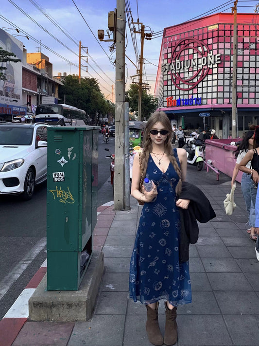 西西里邂逅 复古V领背心连衣裙 Sicilian Encounter – Vintage V-Neck Sleeveless Dress