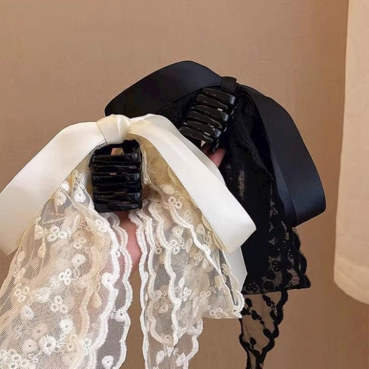 温柔女孩 蕾丝蝴蝶结半扎发夹 Sweet Girl Lace Bow Half-Up Hair Clip