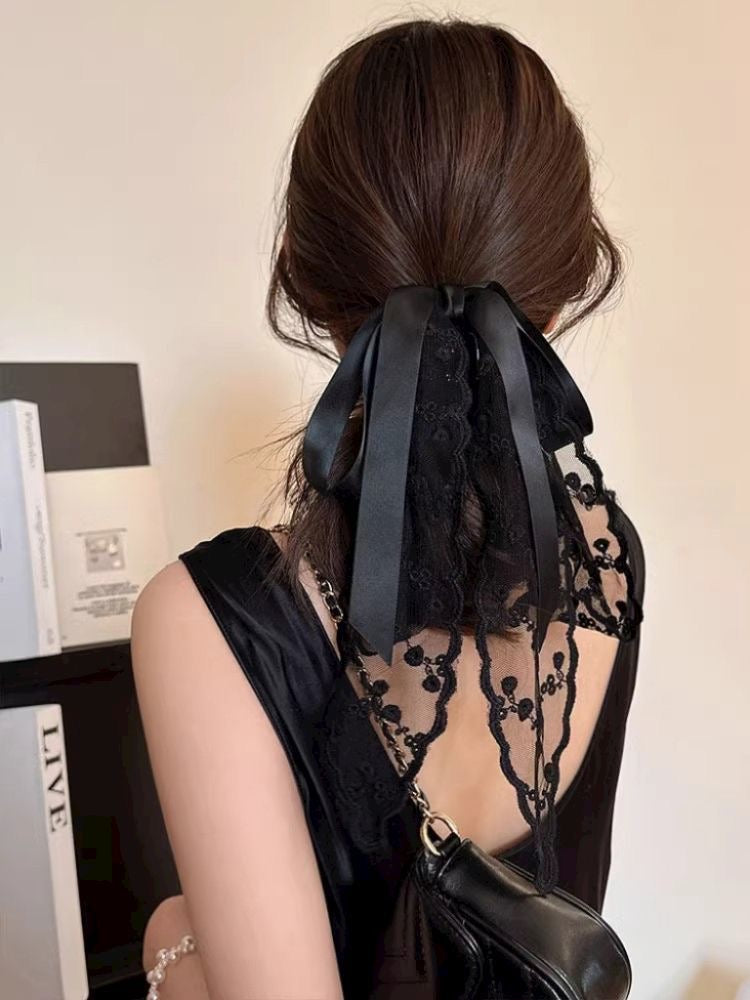 温柔女孩 蕾丝蝴蝶结半扎发夹 Sweet Girl Lace Bow Half-Up Hair Clip