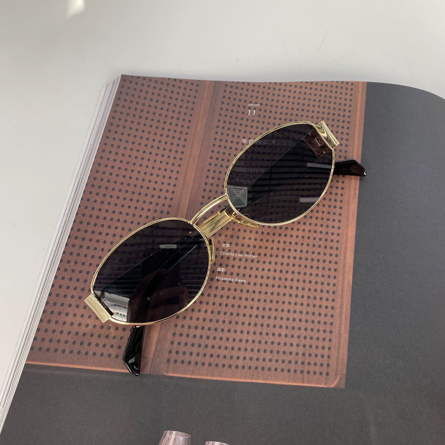 猫眼港妹 金属椭圆形防晒墨镜 Cat-Eye Hong Kong Style Metal Oval Sunglasses