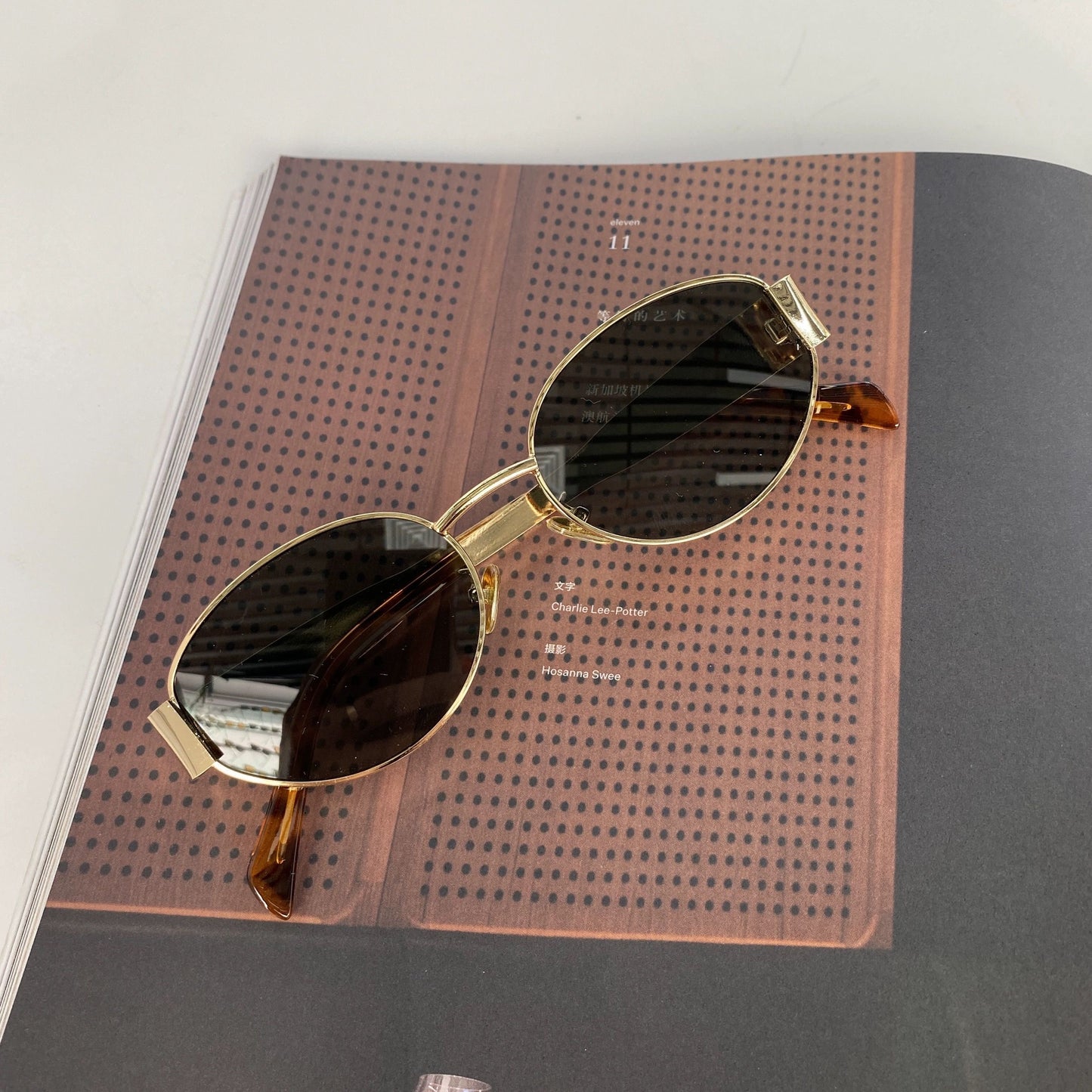 猫眼港妹 金属椭圆形防晒墨镜 Cat-Eye Hong Kong Style Metal Oval Sunglasses