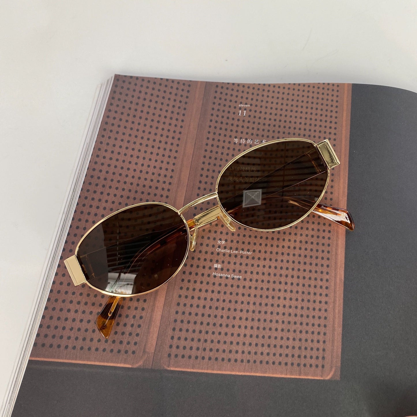 猫眼港妹 金属椭圆形防晒墨镜 Cat-Eye Hong Kong Style Metal Oval Sunglasses