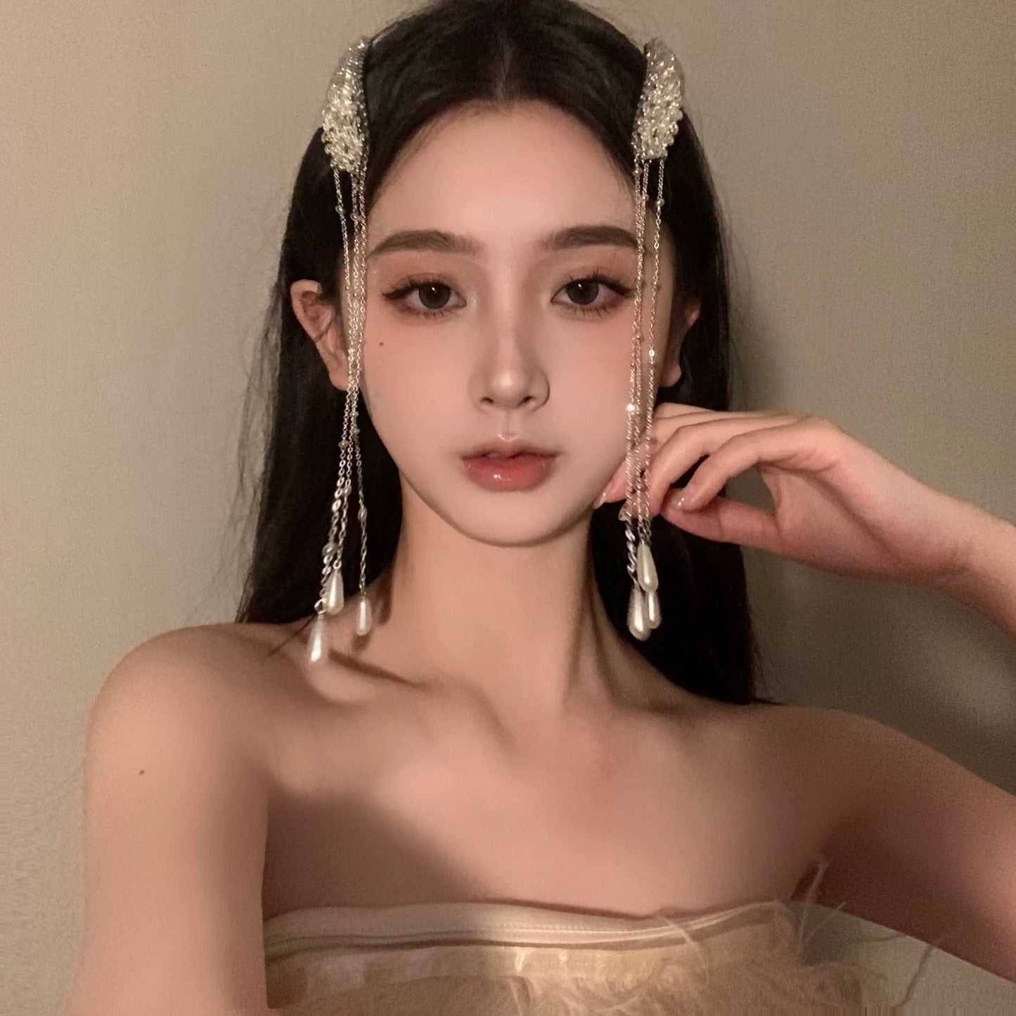 夏日珍珠 两边钻钻头饰发夹 Summer pearl hair clip with rhinestones on both sides