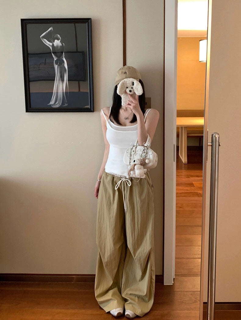 生活小调 假两件叠穿撞色吊带上衣 Everyday Melody Contrast-Layered Two-in-One Camisole Top