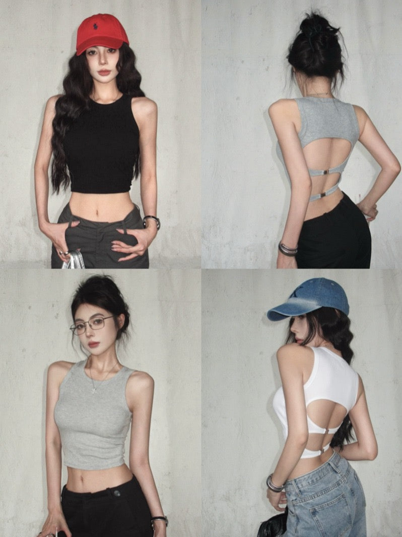 热辣如她 带胸垫镂空露背上衣 Hot Like Her Padded Cutout Backless Top