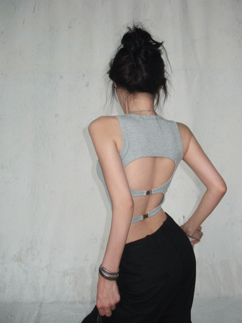 热辣如她 带胸垫镂空露背上衣 Hot Like Her Padded Cutout Backless Top