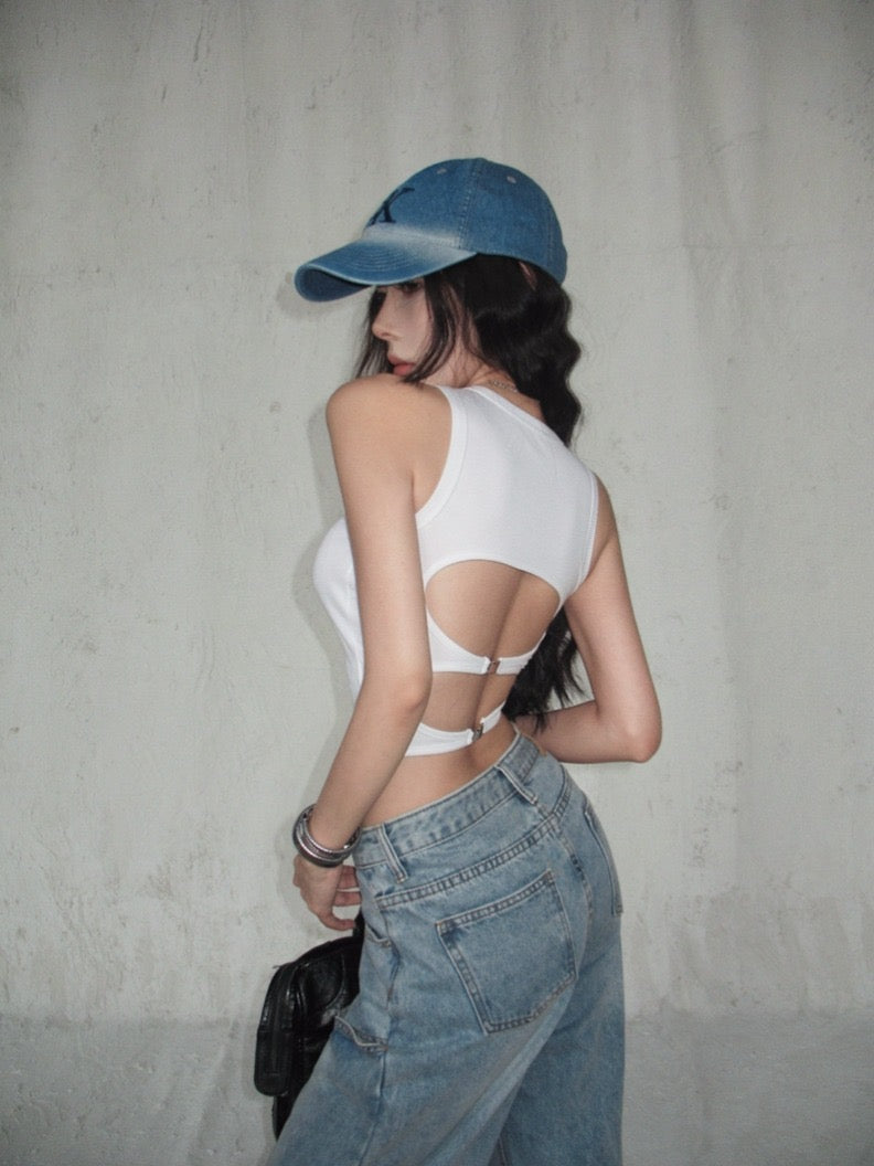 热辣如她 带胸垫镂空露背上衣 Hot Like Her Padded Cutout Backless Top