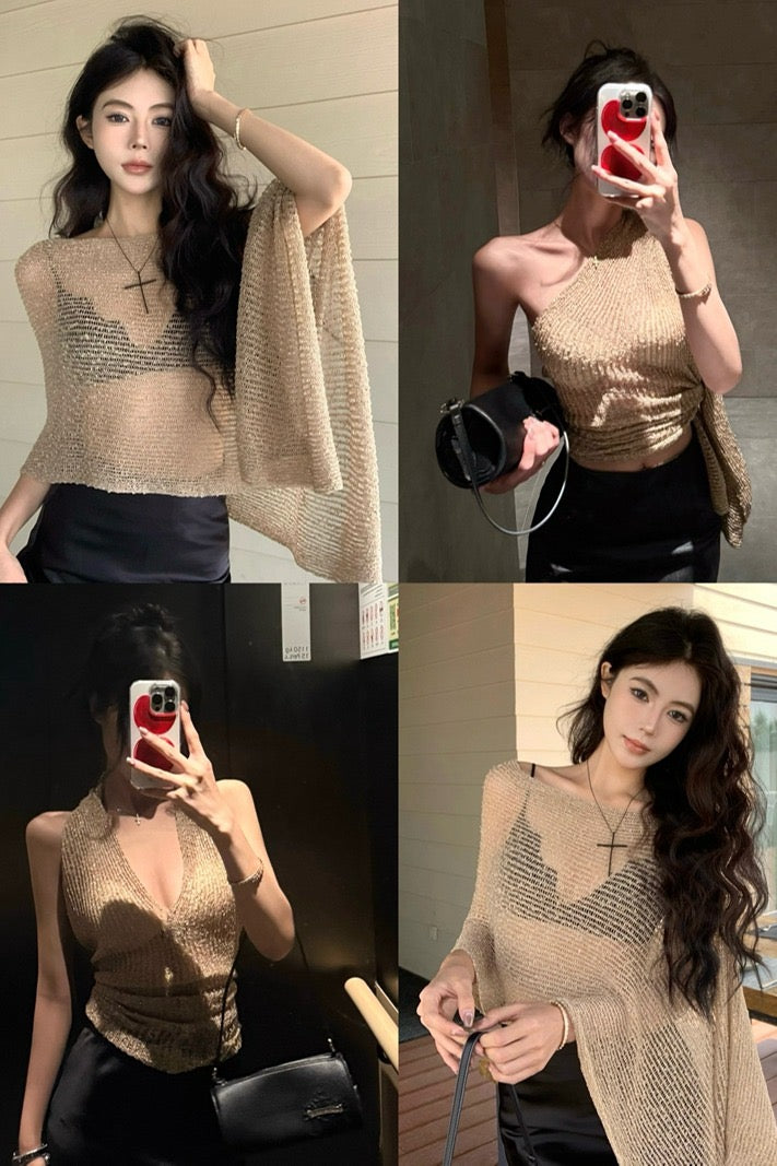 金色诱惑 一片式多种穿法披肩上衣 Golden Temptation One-Piece Convertible Wrap Top