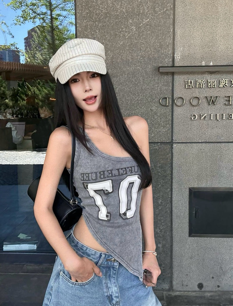 辣妹潜规则 美式辣妹斜肩不规则上衣 Hot Girl Code Asymmetric Off-Shoulder American-Style Top