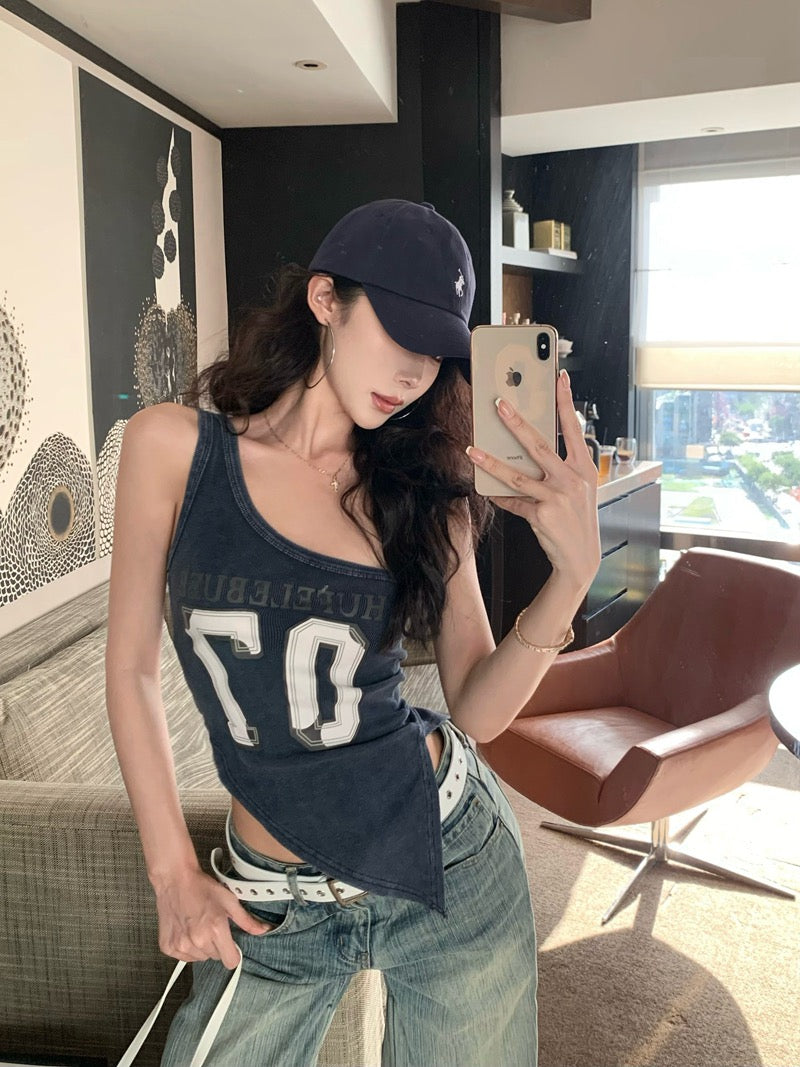 辣妹潜规则 美式辣妹斜肩不规则上衣 Hot Girl Code Asymmetric Off-Shoulder American-Style Top
