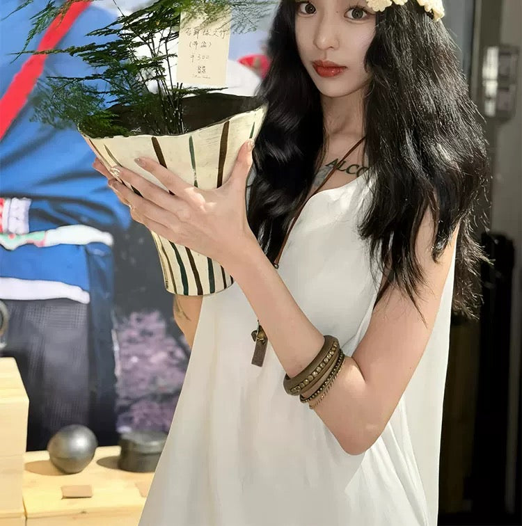 花花白云 珍珠花朵手工编织头饰帽子 Blossom Clouds Handmade Woven Headpiece Hat with Pearl Flowers