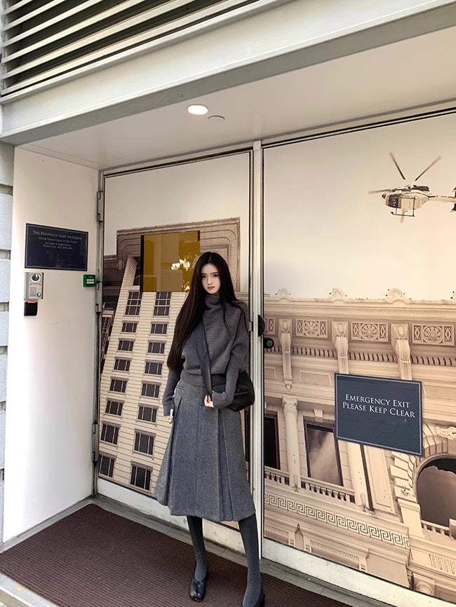 城市漫穿 小众蝙蝠长袖毛衣上衣 Urban Stroll · Niche Batwing Long-Sleeve Knit Sweater Top