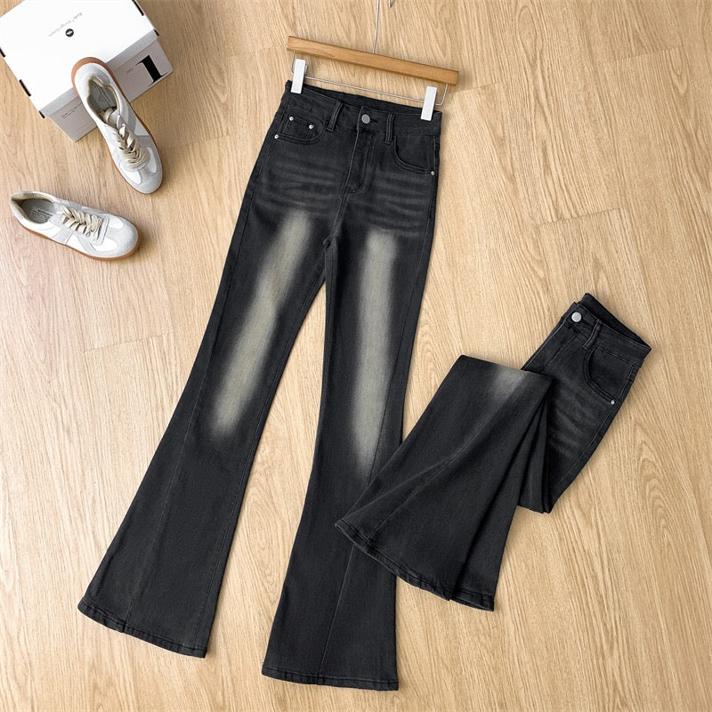 拉夏贝尔 高腰微喇蜜桃臀牛仔裤La Chapelle High-Waisted Slight Flare Peach-Shaped Hip Jeans