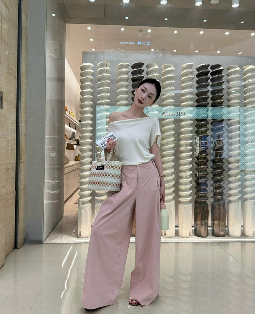 轻轻悠 休闲裤舒适垂感阔腿裤 Qingqingyou Relaxed Drape Wide-Leg Lounge Pants