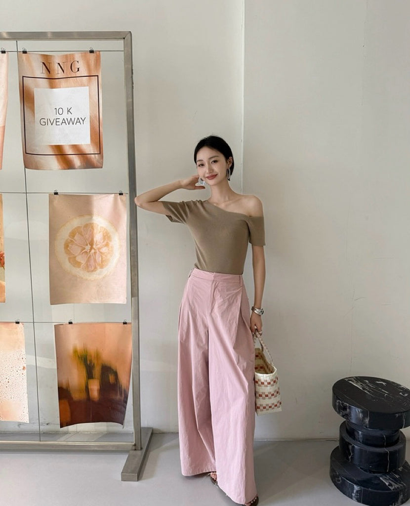 轻轻悠 休闲裤舒适垂感阔腿裤 Qingqingyou Relaxed Drape Wide-Leg Lounge Pants