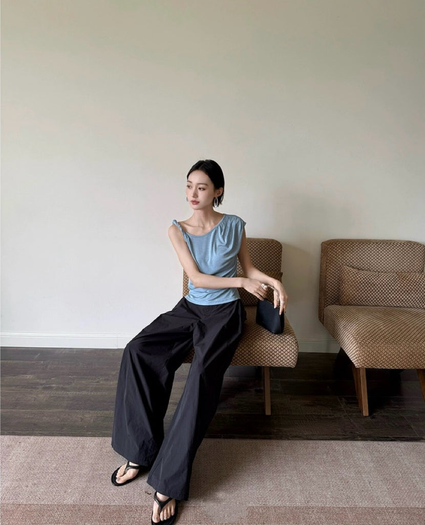 轻轻悠 休闲裤舒适垂感阔腿裤 Qingqingyou Relaxed Drape Wide-Leg Lounge Pants